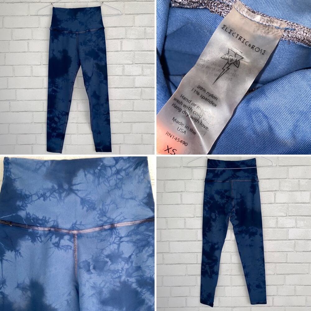 Electric & Rose $118 Sunset 7/8 Legging Blue Tie Dye XS NWOT Dead Head Hippie